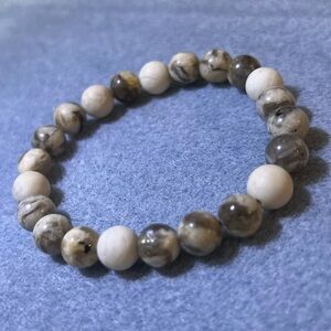 Cream and Brown Natural Stone Bracelet